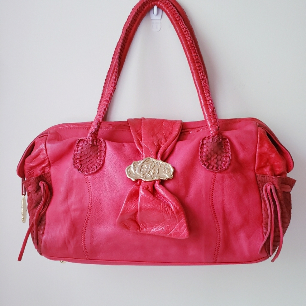 Vintage Chi designed by Carlos Falchi Red Leather Shoulder Bag